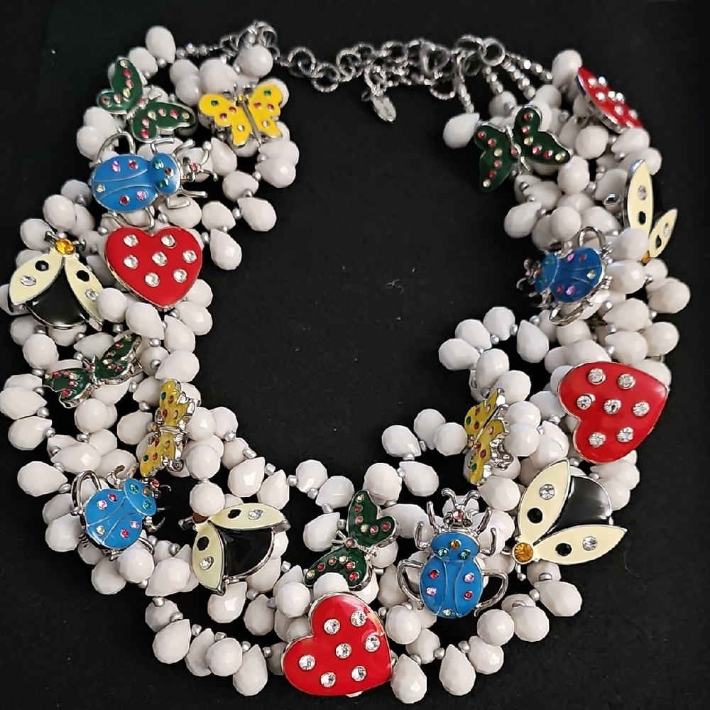 Sassy Jones Multicolor Enamel Charm Necklace